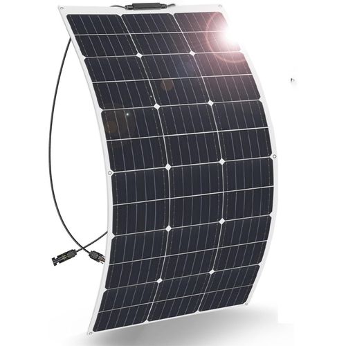 Panneau Solaire Souple Panneau Solaire 12v 100W Panneau Photovoltaique Panneau Solaire flexible Ultraléger Mince Étanche pour Camping-car Toit Camping-car Caravane Bateau (100W).[G186]
