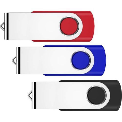 32GB Memory Stick 3 Pack-USB Flash Drives USB 2.0 Swivel Design Pen Drive,Thumb Drive for Data Storage,Zip Drive and Jump Drive with LED Light-3 Colour