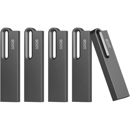 32Go Cl USB 3.0 Lot de 5 Clef USB Mtal Impermable Flash Drive Cls USB 32 Go pour PC,Ordinateur Portable,Stockage de Donnes,(5X32Go,Noir)