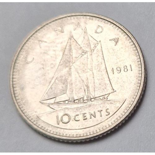 Pièce De Monnaie 10 Cents Elizabeth Ii 1981 Canada