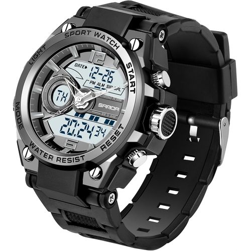 Montre Homme Montre Digital Sport Homme M Ilitaire Étanche,Grand Écran Analogique Digital Montre Avec Alarme,Led,Chronomètre,Carillon Horaire,Montres Bracelets Multifonctions[L377]