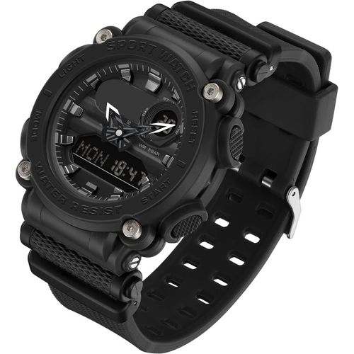Montre Homme Numérique Analogique Sport Grand Vi Montres Homme Militaire Chronomètre 50m Etanche Multifonctionnel Montre Compte À Rebours Mode Alarme Dual Temps Led[L2445]