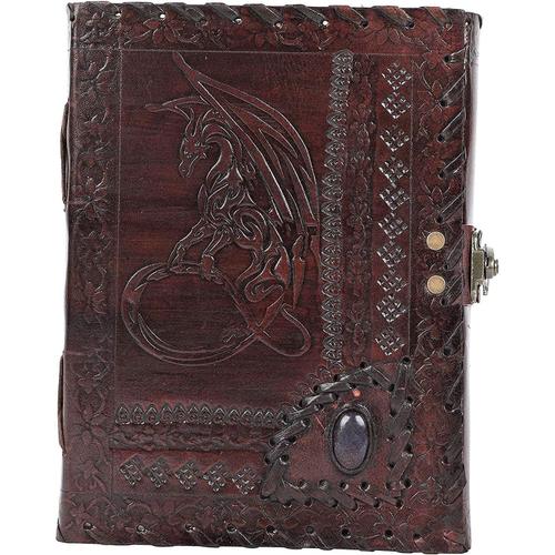 Dragon Avec Carnet De Notes En Relief En Pierre | Fait À La Main Antique Pierre Journal Voyage Cadeau Hommes Femmes Journal En Cuir Carnet De Croquis Dessin Taille 5 X 7 Pouces 12x17 | A6[L1622]