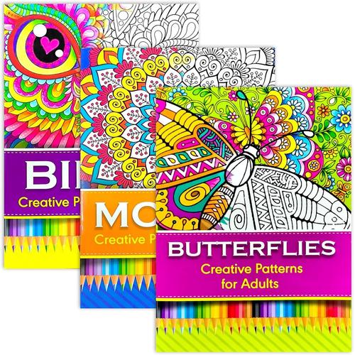 Lot De 3 Livres De Coloriage Pour Adultes, Cahier Coloriage Adulte, Livre De Coloriage A4, Papillon, Hibou, Thème Mandala, Livre De Coloriage Pour Adultes, Soulage Le Stress Et Se Détend[L586]