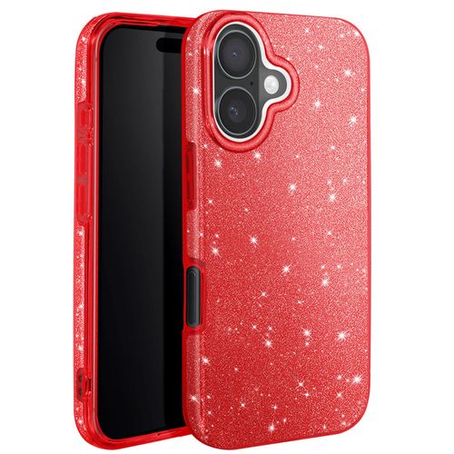 Coque À Paillettes Pour Iphone 16 Antichoc Scintillant Rouge