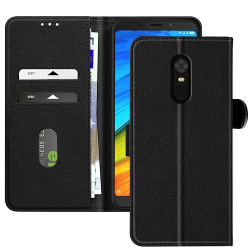 Étui Pour Xiaomi Redmi 5 Plus Clapet Portefeuille Et Support Vidéo Noir
