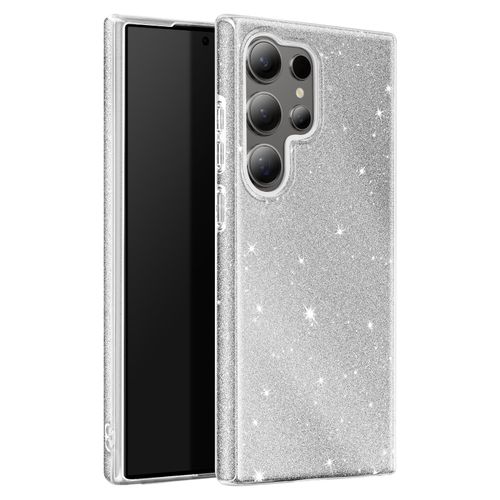 Coque Paillette Pour Samsung Galaxy S24 Ultra Silicone Ultra Fine Argent