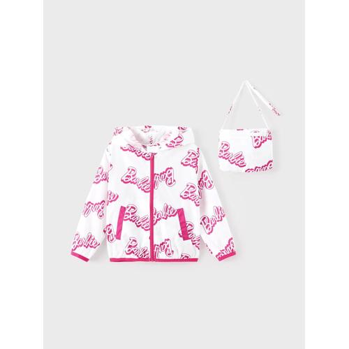 Barbie Tout-Petit , Enfant Fille 1pc Lettre Impression Intégrale Fermeture Éclair Capuche Rangement Veste De Protection Solaire