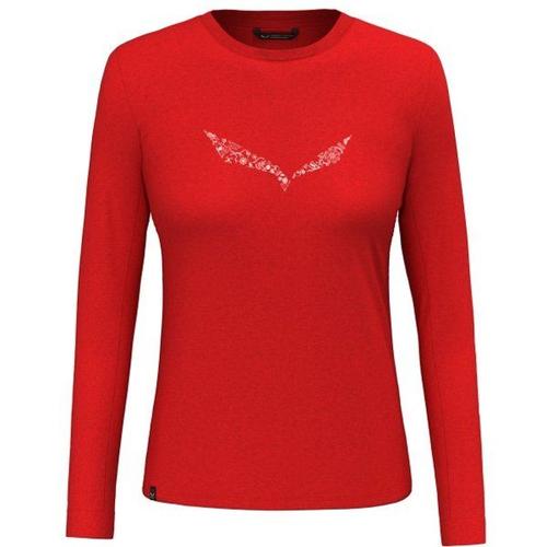 Women's Solidlogo Dry L/S Tee T-Shirt Technique Taille 46, Rouge