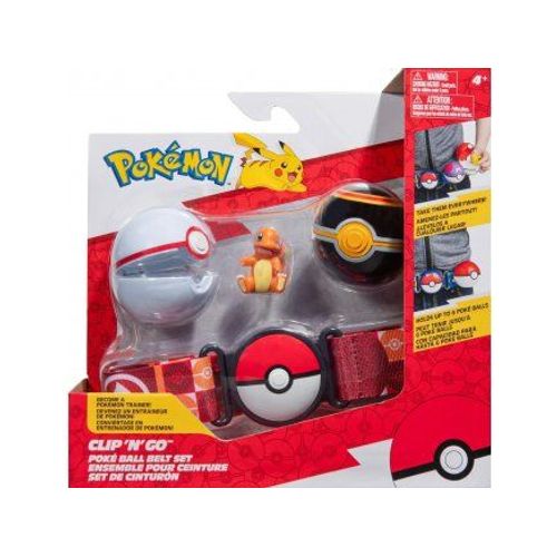 Coffret Pokemon : Ceinture Du Dresseur Avec Luxury Ball Et Premier Ball Et Figurine Salamèche - Pokeball - Set Garçon + 1 Carte Animal