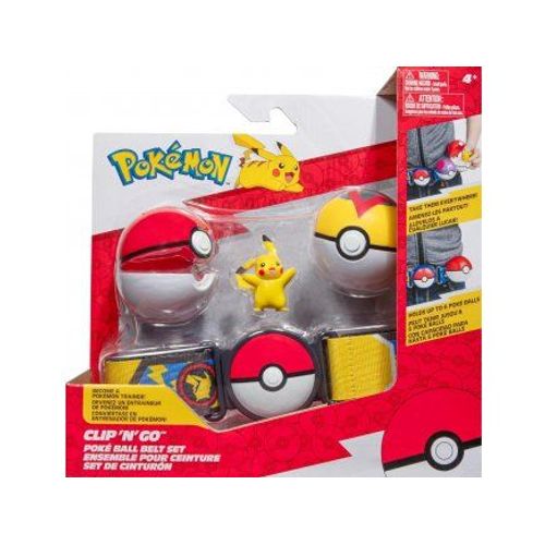Coffret Pokemon : Ceinture Du Dresseur Avec Level Ball Et Poké Ball Et Figurine Piakchu - Pokeball - Set Garçon + 1 Carte Animal