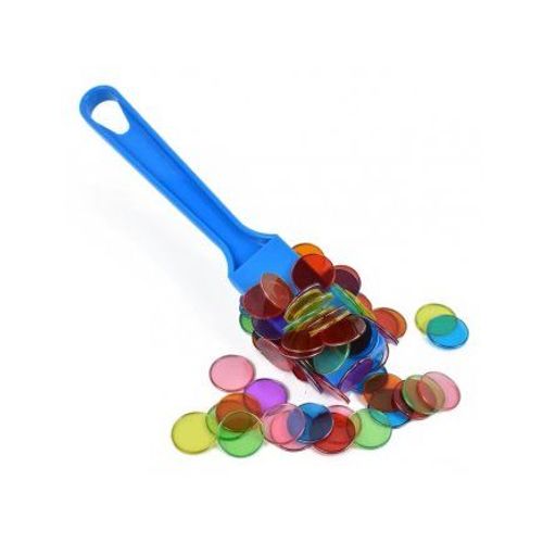 Baguette Baton Ramasse Jetons Bleu-Vert + 100 Pions Loto Magnetiques - Kit Accessoires Bingo 2 En 1 - Set Jeu Kermesse Et Carte