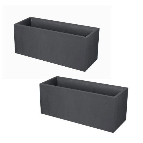 Lot De 2 Jardinières Volcania 98 L Gris Anthracite 13731 Eda Plastiques