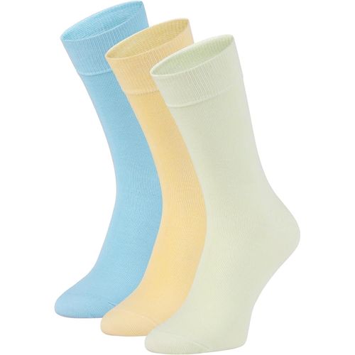Zooksy Pack 3 Paires Chaussettes Longues En Coton 36-40 Pistache Jaune Clair Bleu Clair