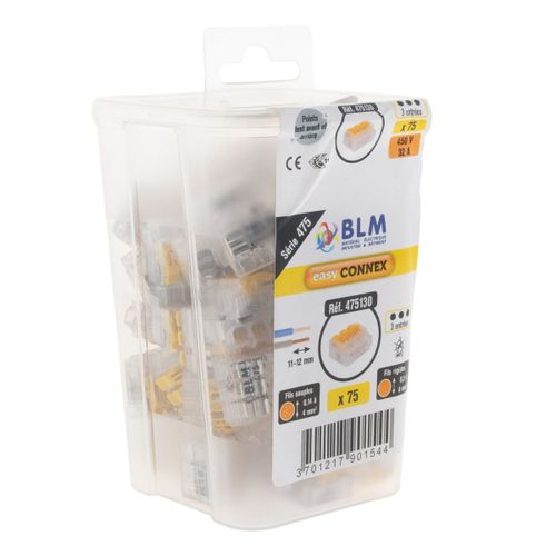Lot de 75 bornes à levier connexion rapide S475 - 3 entrées 4mm² - Wago