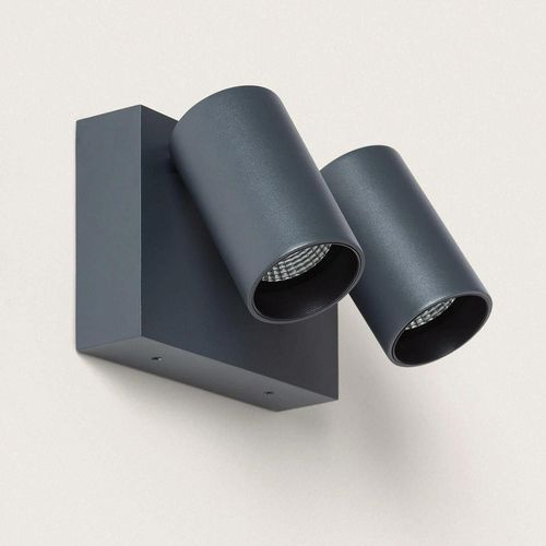 Applique Murale Extérieure Led 18w Aluminium Cct Sélectionnable Deux Spots Kuriya Anthracite