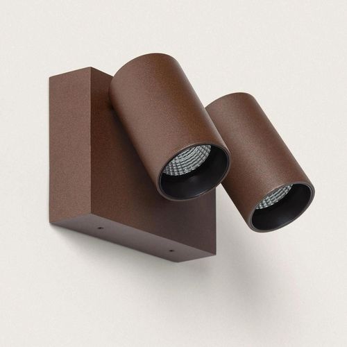 Applique Murale Extérieure Led 18w Aluminium Cct Sélectionnable Deux Spots Kuriya Rouille