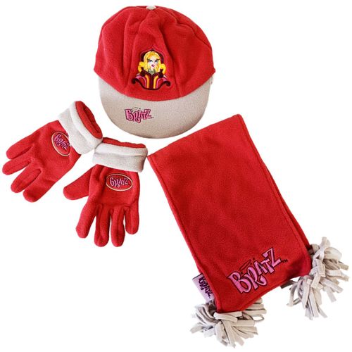 Ensemble Rouge Casquette, Écharpe Et Gants Polaire Bratz