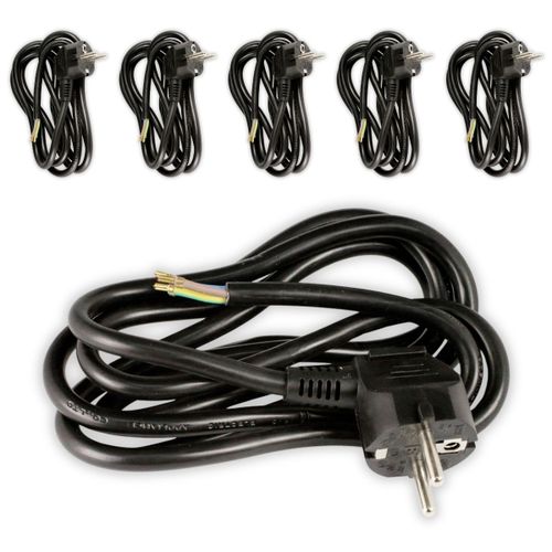 Lot de 6 - Cordon d'alimentation avec prise 16A 3G1,5 2m Noir - Zenitech