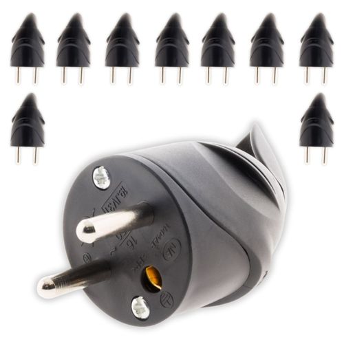 Lot de 10 - Fiche mâle coudée 2P+T 16A - Noir - Zenitech