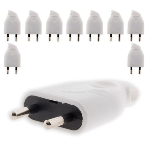 Lot de 10 - Fiche mâle 2P 6A latérale - Blanc - Zenitech