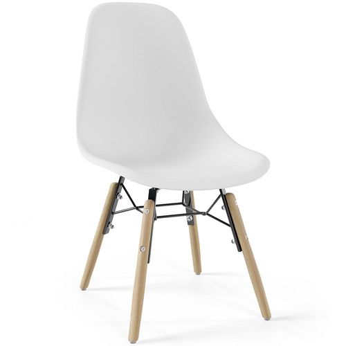 Chaise Enfant - Design Scandinave - Pieds En Bois - Lumi Blanc