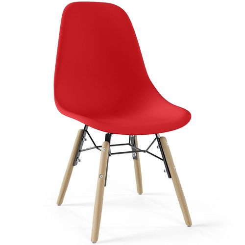 Chaise Enfant - Design Scandinave - Pieds En Bois - Lumi Rouge