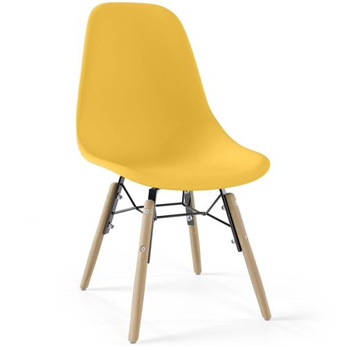 Chaise Enfant - Design Scandinave - Pieds En Bois - Lumi Jaune