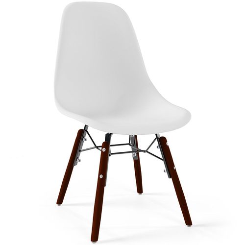 Chaise Enfant - Design Scandinave - Pieds En Bois Foncé - Lumi Blanc