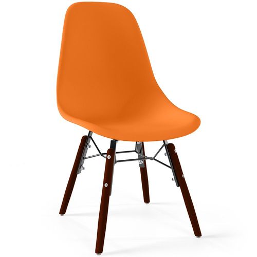 Chaise Enfant - Design Scandinave - Pieds En Bois Foncé - Lumi Orange