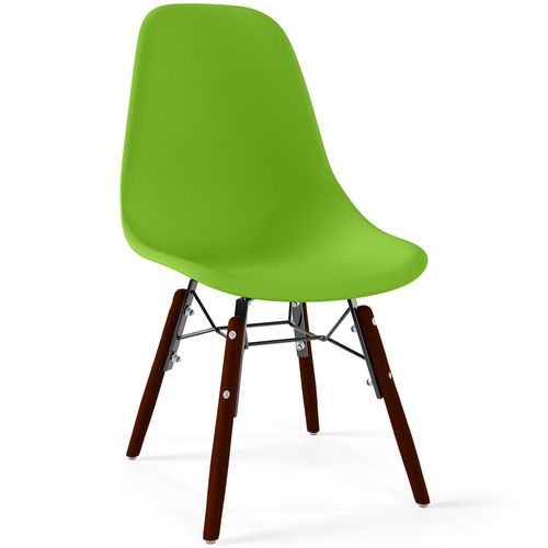Chaise Enfant - Design Scandinave - Pieds En Bois Foncé - Lumi Vert