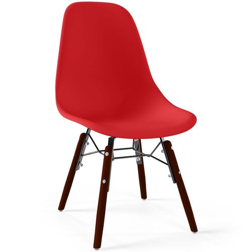 Chaise Enfant - Design Scandinave - Pieds En Bois Foncé - Lumi Rouge
