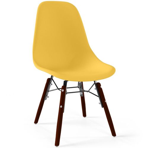 Chaise Enfant - Design Scandinave - Pieds En Bois Foncé - Lumi Jaune