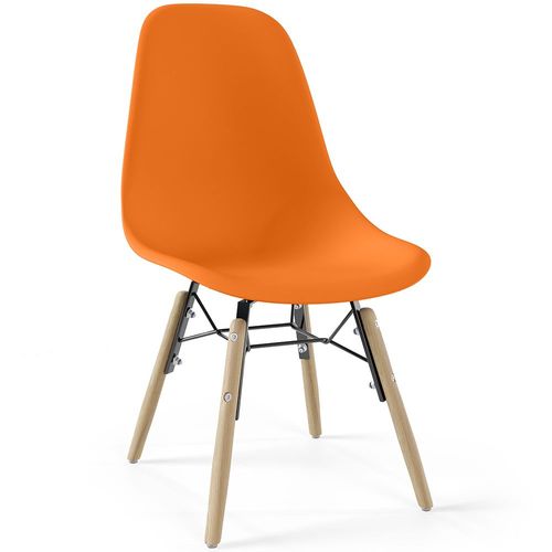 Chaise Enfant - Design Scandinave - Pieds En Bois - Lumi Orange