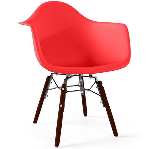 Chaise Enfant - Design Scandinave - Pieds En Bois Foncé - Skandiva Rouge