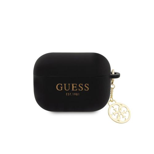 Coque pour AirPods Pro 2 Édition 4G Charm en Silicone avec Pendentif GuessNoir