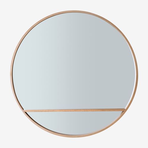Miroir mural rond en bois (Ø80 cm) Benat Bois Foncé