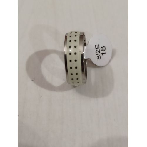 Bague En Acier Inoxydable,Métal Argenté,Phosphorescent ,Ligne De Points,Taille 18