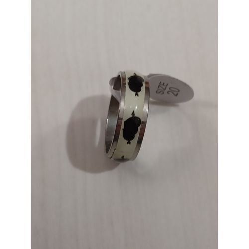 Bague En Acier Inoxydable,Métal Argenté,Phosphorescent ,Double Coeur Et Fleche,Taille 20
