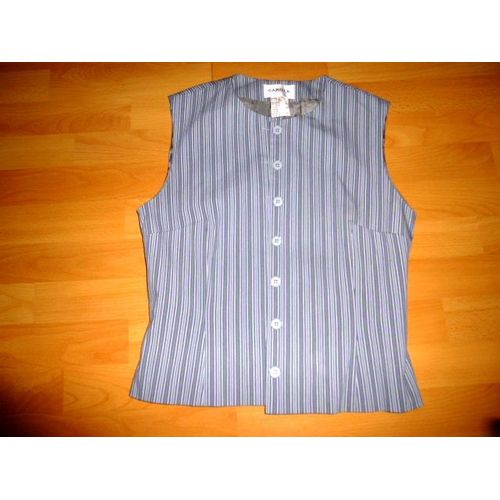 Gilet Caroll Rayé Gris Et Blanc - 38