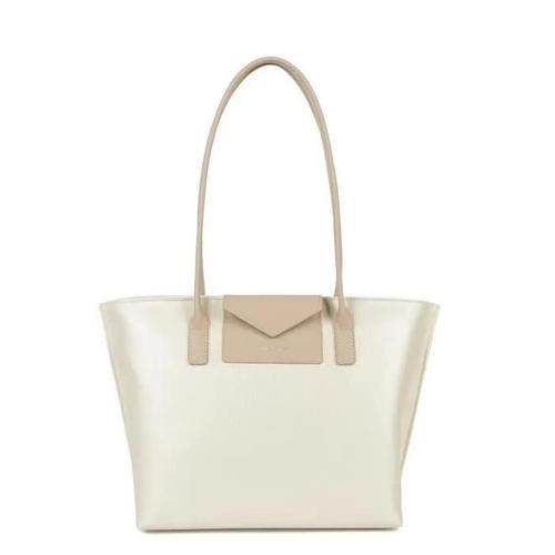 Sac cabas épaule Zippée M Maya Lancaster 517-29 Blanc Nacré