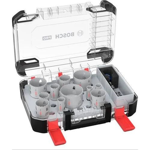 Bosch Pro Power Change Plus 14x scies cloches multi-matériaux, coffret transparent (pour bois tendre, cloison sèche, Ø 20 à 76 mm).