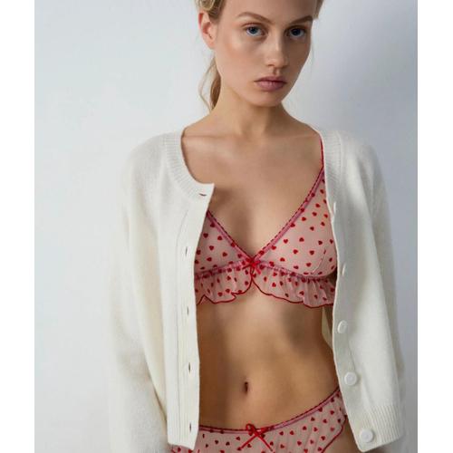 Soutien-Gorge Triangle Sans Armatures En Tulle Coeurs - Voleuse - L - Rouge - Femme - Etam