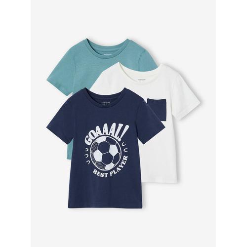 Lot De 3 T-Shirts Garçon Manches Courtes Bleu Nuit