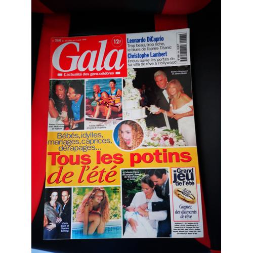 Gala N°268 30/7/1998 Leonard Dicaprio - Ch. Lambert - Laetitia Casta - Carla Bruni - Naomi Campbell - Barbra Streisand ...