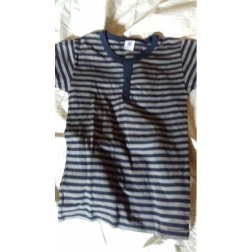 Tee Shirt Rayé Gris Et Bleu 10 Ans Petit Bateau