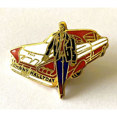 Pins Johnny Halliday Cadillac Rouge Et Blanche / Signé Sedicom