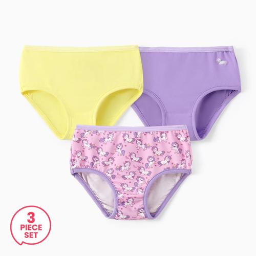 Lot De 3 Tout-Petit Fille Bambou Licorne Imprimer Sous-Vêtements