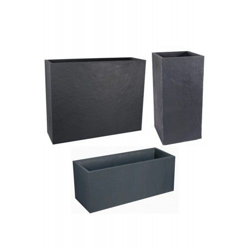 Lot Muret Loft Xl , Bac Carré Et Jardinière Volcania Gris Anthracite Eda Plastiques