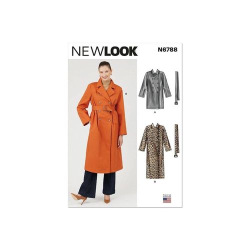 Patron New Look 6788 - Manteau Trench En Deux Longueurs Et Ceinture Pour Jeunes Femmes